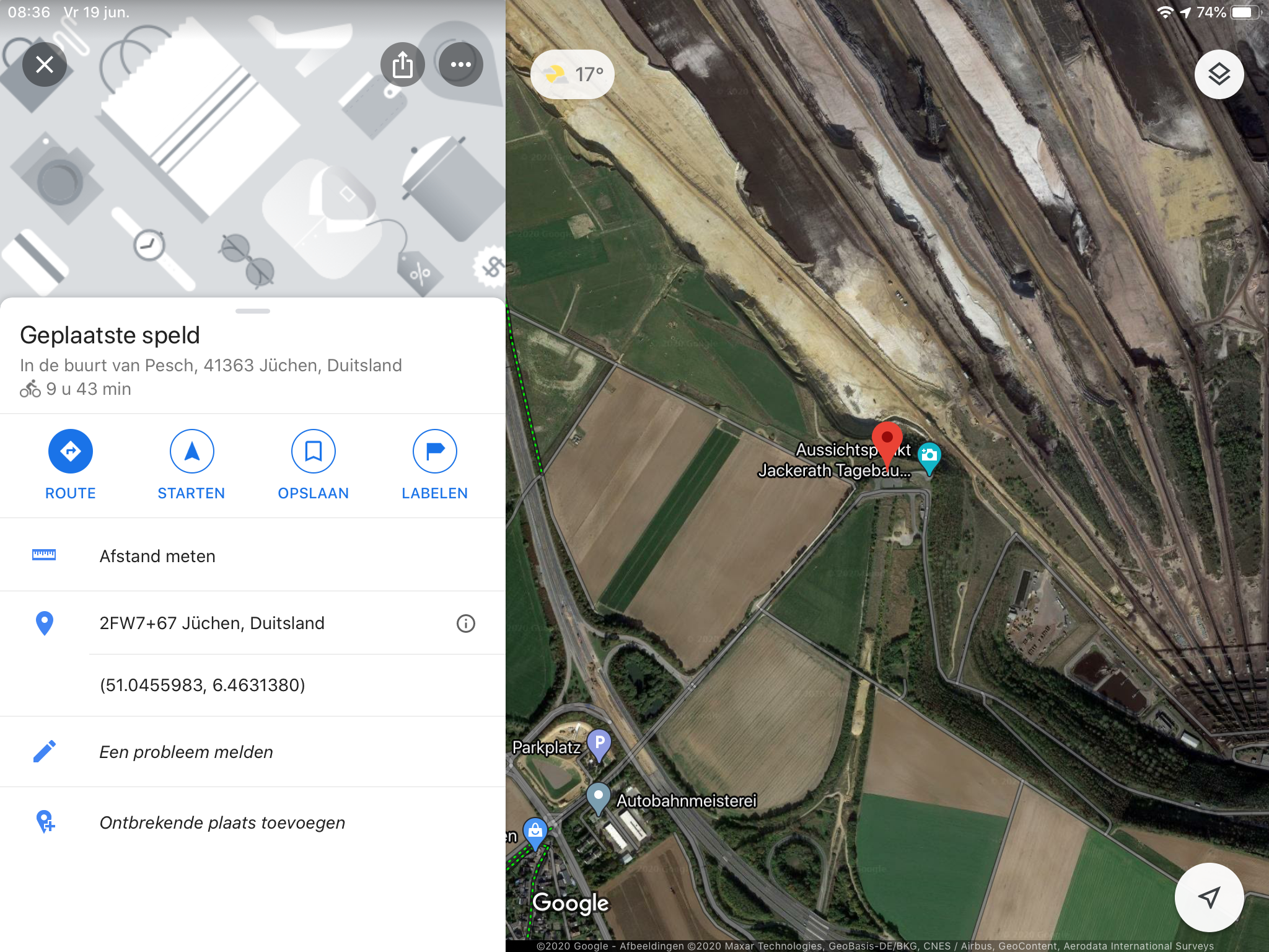 Locatie van het uitkijkpunt